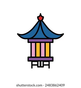 isolate chinese lantern flat icon