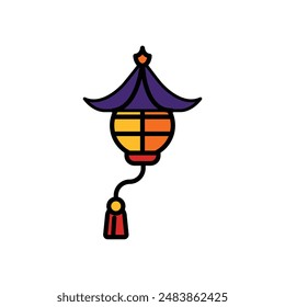 isolate chinese lantern flat icon