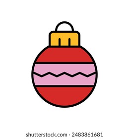isolate christmas tree ball flat icon