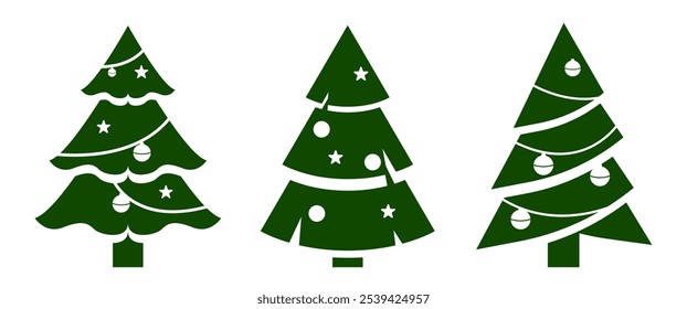Isolate Christmas Tree vector design, Green Pine Tree Clip art illustration for Decoration, Celebrate Party infographic in Winter Seasin (Editable)
