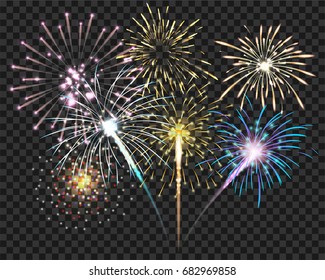 Isolate colorful firework bursting in vector illustration. concept for template to celebrate in new year and Christmas party or greeting card in celebrate event