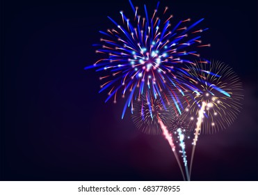 Isolate colorful firework bursting in vector illustration. concept for template to celebrate in new year and Christmas party or greeting card in celebrate event