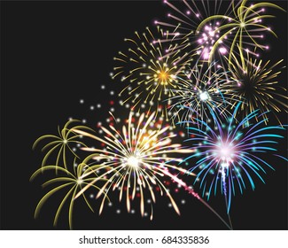 Isolate colorful firework bursting in vector illustration. concept for template to celebrate in new year and Christmas party or greeting card in celebrate event