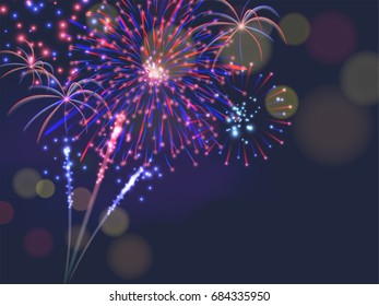 Isolate colorful firework bursting in vector illustration. concept for template to celebrate in new year and Christmas party or greeting card in celebrate event