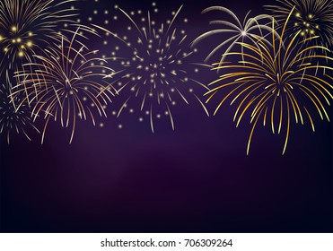 Isolate colorful firework bursting in vector illustration. concept for template to celebrate in new year and Christmas party or greeting card in celebrate event