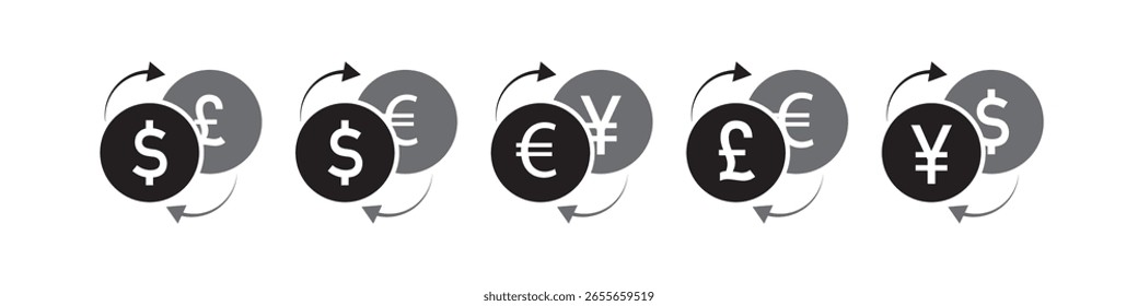 Aislar de cambio de divisas o forex, incluido el ícono de dólar euro yen yuan libra esterlina para la inversión empresarial por concepto de Vector de ilustración de archivo EPS.
