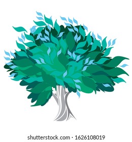 Isolate dark green tree. Vector illustration. 