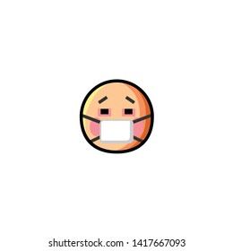Isolate Face With Medical Mask Vector Icon, Emoticon