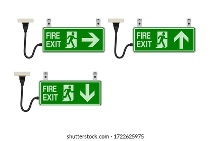 Isolate fire exit sign (ceiling type) on white background
