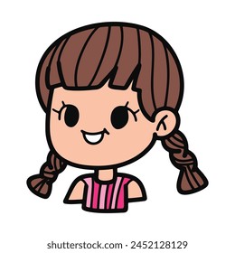 Ilustrador plano aislado del personaje de la muchacha joven