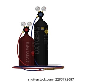Isolate gas welding equipment on white background