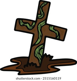isolate grave flat illustrator cross mark