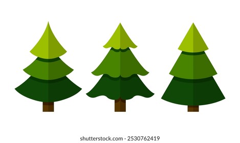 Isolate Green Christmas Trees vector illustration design, Flat style Xmas Graphic elements for decoration on Celebration Banner and Holidays Poster design