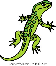 isolate a green lizard icon vector