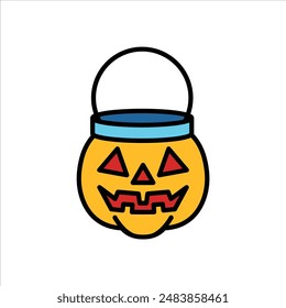 isolate halloween pumpkin flat icon