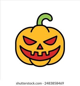 isolate halloween pumpkin flat icon
