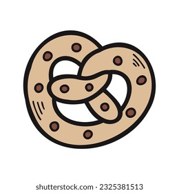 isolate hand draw bakery pretzel vector