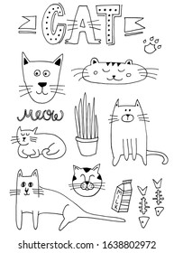 isolate hand drawn doodle cat