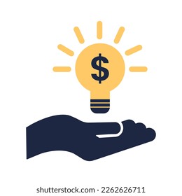isolate hand holding light bulb idea icon symbol