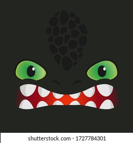 Isolate head of Dragon vector. Dragon face angry. green dragon eye, vector illustration