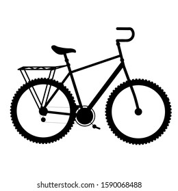 Isolate illustration of black silhouette bicycle. Logo or sing of a bike