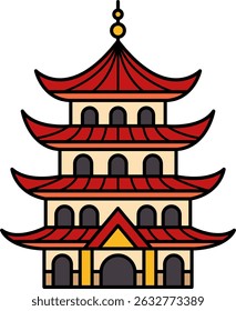 isolate illustration of a chinese pagoda