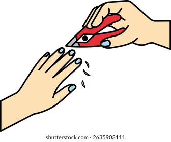 isolar a ilustração de uma mão que corta as unhas