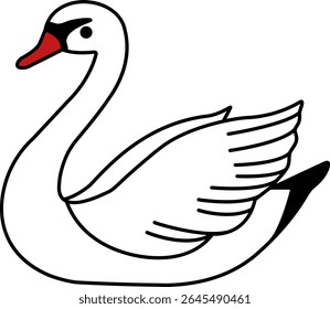 isolate Illustration icon of swan 