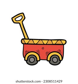 isolate illustration toy red trolley
