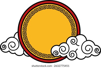 isolate illustration of a traditional chinese circle badge