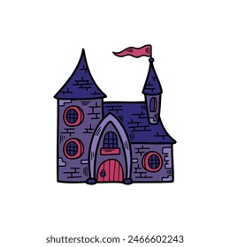 isolate illustration of vampire castle on background