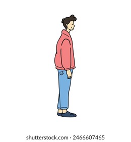 isolate man character on background