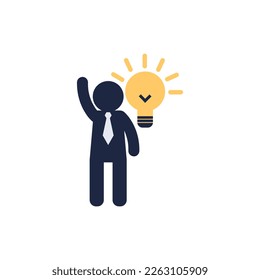 isolate man with light bulb idea icon symbol