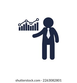 isolate man with stock chart icon