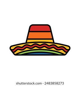 isolate mexican hat sombrero flat icon