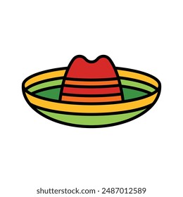 isolate mexican hat sombrero flat icon