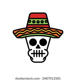 isolate mexican skull flat icon