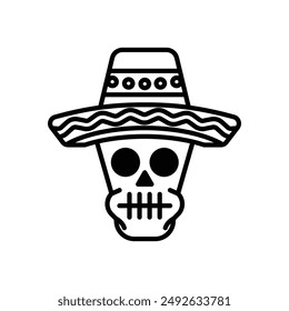 isolate mexican skull flat icon