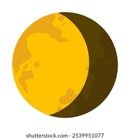 Isolate moon illustration vector design, Yellow Luna Icon symbol, Night sky grraphic elements for Decorations, Cut out Flat Clip art for Business use(Editable)