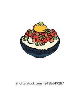 isolate natto and rice japanese food flat style illustration