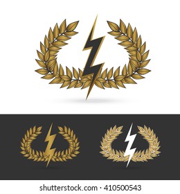 isolate olive branch with thunder symbol of greek god zeus on white background Vector illustration