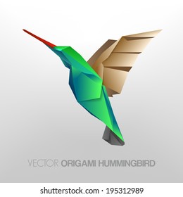 isolate origami hummingbirds, Vector graphic