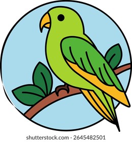 isolate parrot on a branch icon vector