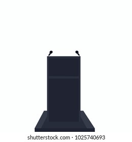 Isolate podium or pulpit with microphones on white background. Simplified realistic hand draw comic art style. Vector illustration