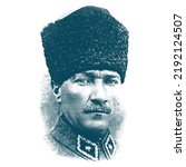 Isolate Portrait of Mustafa Kemal Atatürk (1881-1938), founder and first president of the Turkish Republic.