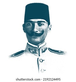 Isolate Portrait of Mustafa Kemal Atatürk (1881-1938), founder and first president of the Turkish Republic.