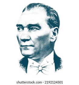 Isolate Portrait Of Mustafa Kemal Atatürk (1881-1938), Founder And First President Of The Turkish Republic.