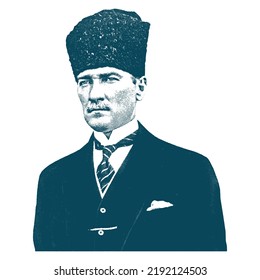 Isolate Portrait of Mustafa Kemal Atatürk (1881-1938), founder and first president of the Turkish Republic.