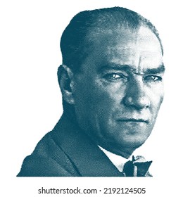 Isolate Portrait Of Mustafa Kemal Atatürk (1881-1938), Founder And First President Of The Turkish Republic.
