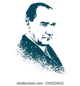 Isolate Portrait of Mustafa Kemal Atatürk (1881-1938), founder and first president of the Turkish Republic.